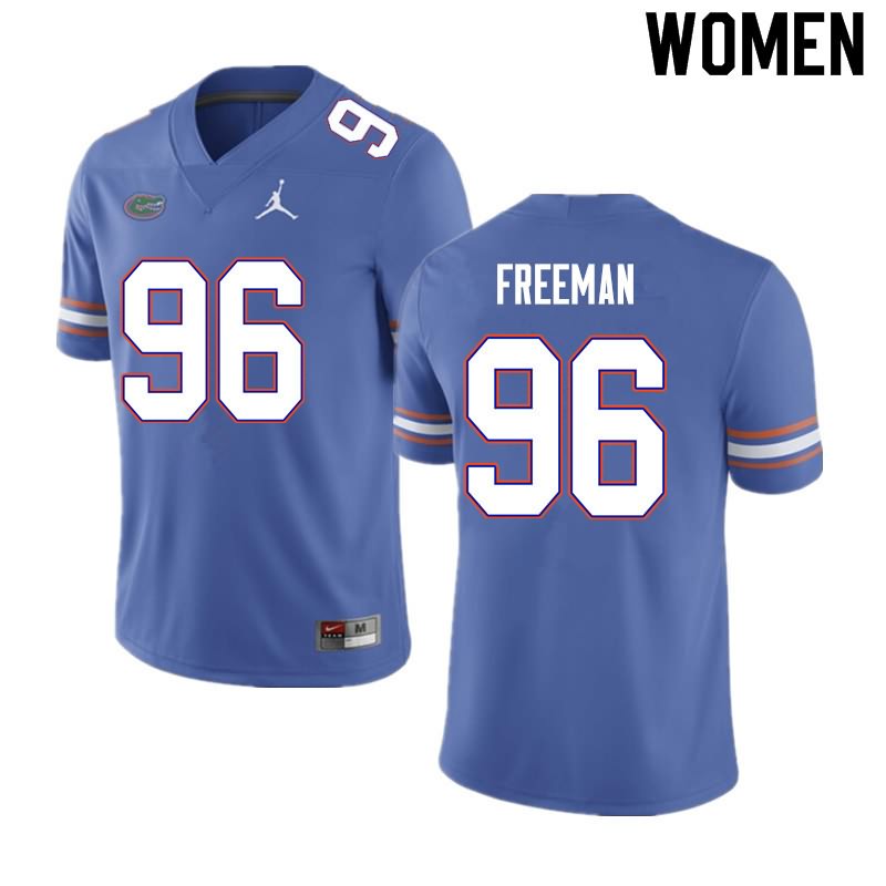 NCAA Florida Gators Travis Freeman Women's #96 Nike Blue Stitched Authentic College Football Jersey FSL8664VM